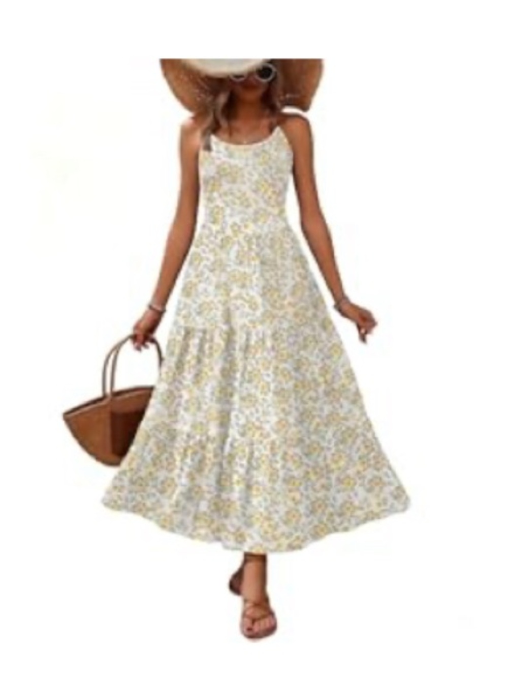 Sleeveless Yellow Floral Maxi Dress